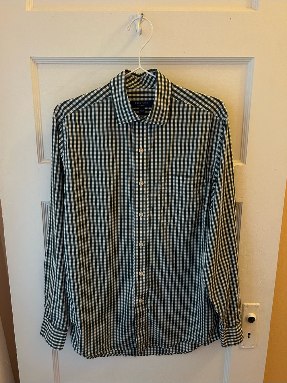Cole Haan Green and White Gingham Button-Up Shirt